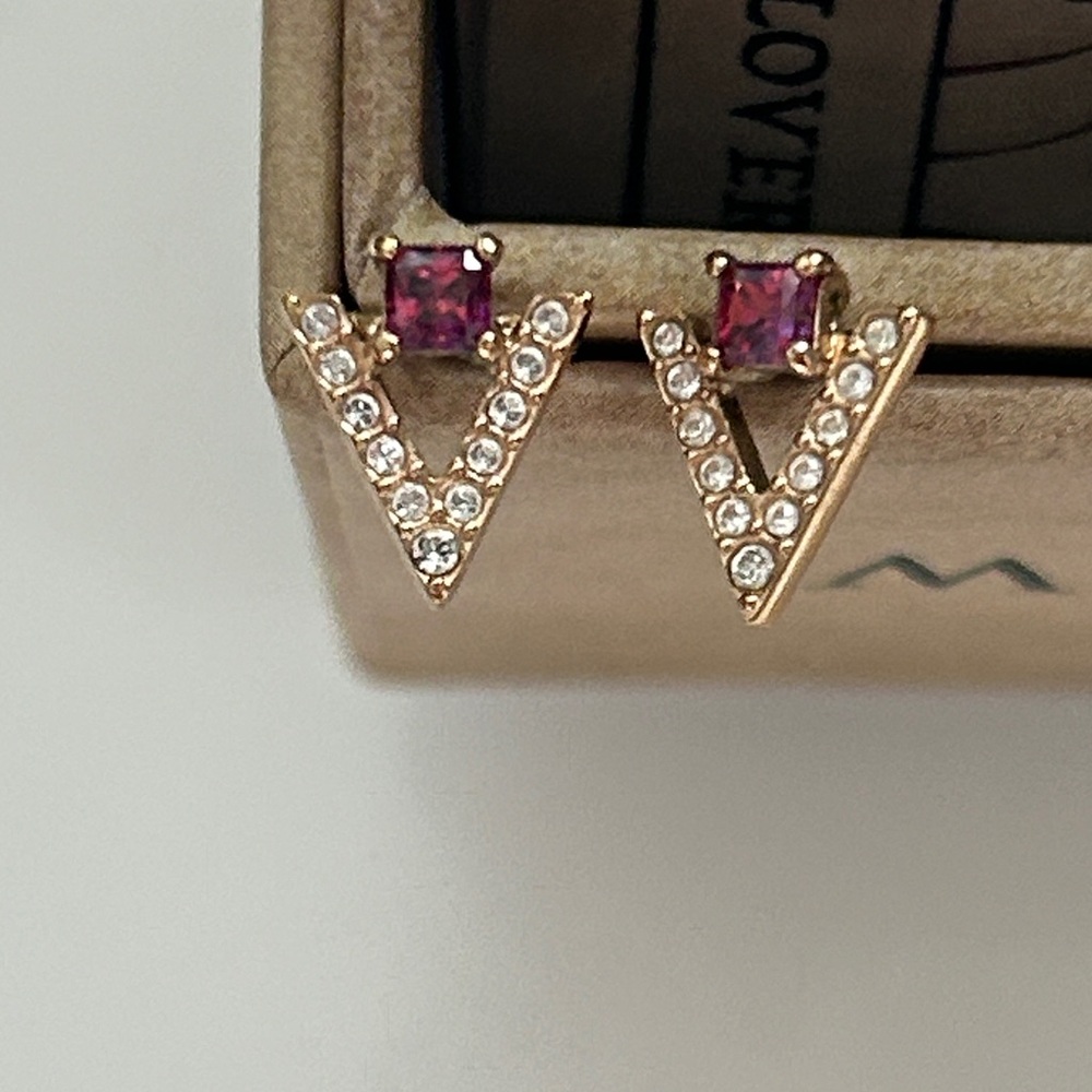 Swarovski Elegant Gold and Purple Stud Earrings